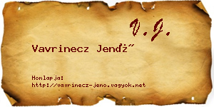Vavrinecz Jenő névjegykártya